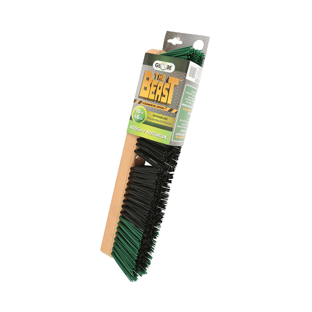 Heavy-Duty Beast™ Commercial Push Broom Heads - Rough Bristles / Black/ Green