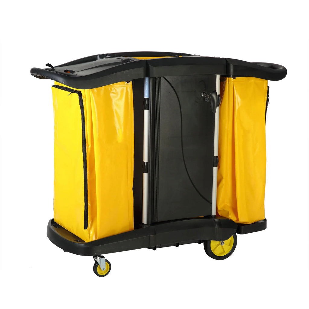 High Capacity Janitors Cart - 17"L x 10.5"W x 34"H / Yellow / 6 Grommet Replacement Bag