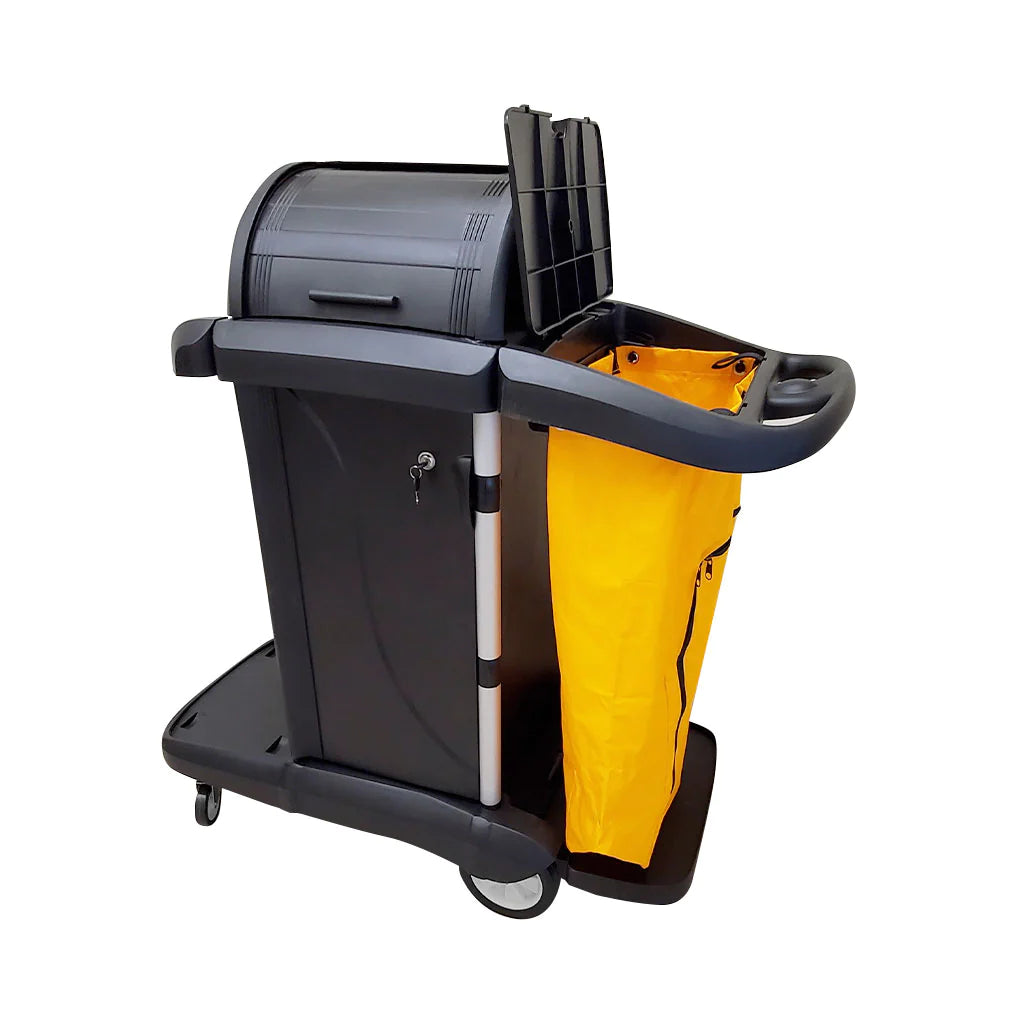 High Security Janitorial Cart with Hood and Lock - 50