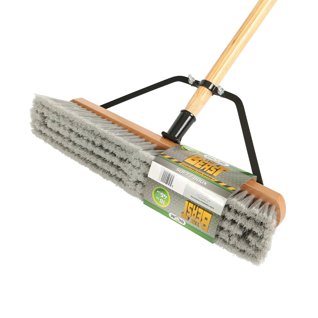 The Beast™ Assembled Wood Block Contractor Push Brooms - Soft Bristles / Khaki