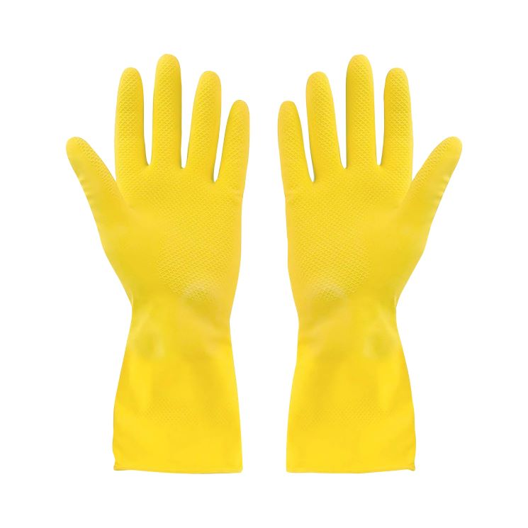 Yellow Flocklined Rubber Gloves